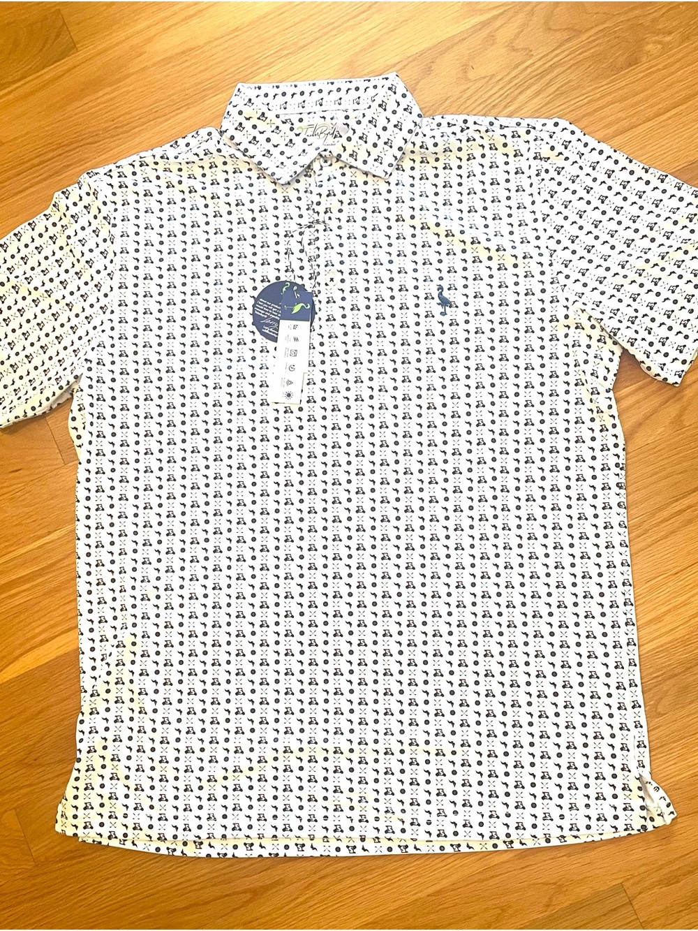 TailorByrd Men’s Golf Polo with Golfing Pattern SPF 30 Moisture Wick Size Large